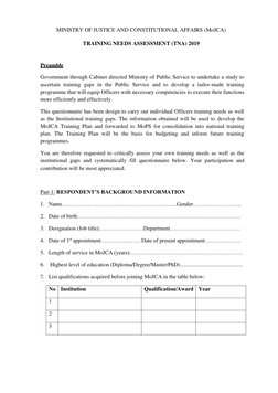 MoJCA Training Needs Assessment 2019 | PDF | Behavior Modification ...