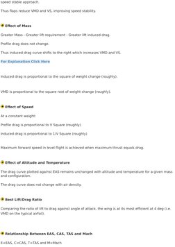 speed stable approach.
Thus flaps reduce VMD and VS, improving speed stability.
 Effect of Mass
Greater Mass - Greater lift r