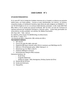 CASO CLINICO    N° 1 
 
SITUACION PROBLEMÁTICA: 
 
En la cama Nº 5 de la Unidad de Cuidados Intensivos de un hospital, se o