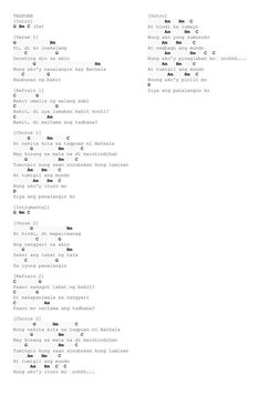 TAGPUAN 
[Intro] 
G Bm C (2x) 
 
[Verse 1] 
G            Bm 
Di, di ko inakalang 
    C          G 
Darating din sa akin