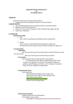 Grade 4 Lesson Plan: Types of Fractions | PDF | Fraction (Mathematics ...