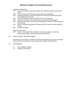 Door Installation Method Statement | PDF | Door | Wall