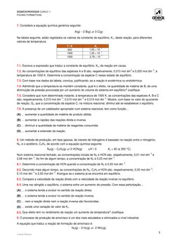 DOSSIÊ DO PROFESSOR   QUÍMICA 11 
FICHAS FORMATIVAS 
 
 
 
© Areal Editores 
 
 
3 
7. Considere a equação química genérica s