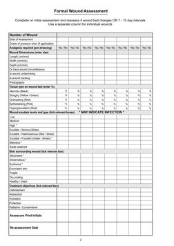 Formal Wound Assessment
2
Complete on initial assessment and reassess if wound bed changes OR 7 - 10 day intervals
Use a sepa