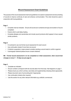 Wound Assessment Chart Guidelines
The purpose of the wound assessment chart and guidelines is to assist in assessment and doc
