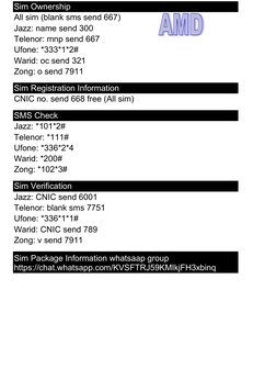 Essential SIM Codes for Pakistan Users | PDF