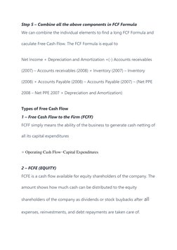 Step 5 – Combine all the above components in FCF Formula 
We can combine the individual elements to find a long FCF Formula a