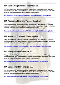 FIA Maintaining Financial Records FA2 BPP Learning Media BPP Learning Media (http://lckvdwaaqbaj.yoof.pw)
FIA Maintaining Fin