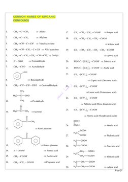 Common Names of Organic Compounds | PDF | Organic Compounds ...