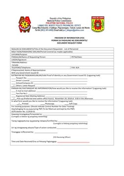 FREEDOM OF INFORMATION (FOI) 
PORMA SA PAGHILING NG DOKUMENTO/ 
DOCUMENT REQUEST FORM 
 
 
NGALAN SA DOKUMENTO/Title of t