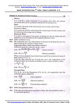 Chapter 3 Statistics Notes for 1st Year | PDF | Khyber Pakhtunkhwa ...