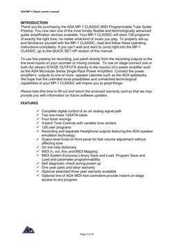 ADA MP1 Classic Manual Version 1 | PDF | Amplifier | Computer Program