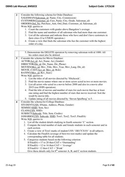 DBMS Lab Manual for CSE 5th Sem | PDF | Relational Database | Databases