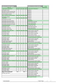 FUNCIONARIO:____________________________________________________/ DATA FINAL: _____/______/_________
ITENS DE VISTORIA DIARIA