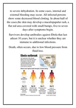 to severe dehydration. In some cases, internal and 
external bleeding may occur. All infected persons 
show some decreased bl