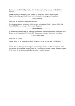BSP Encampment Opening Program Script | PDF | Youth Movements | Scouting