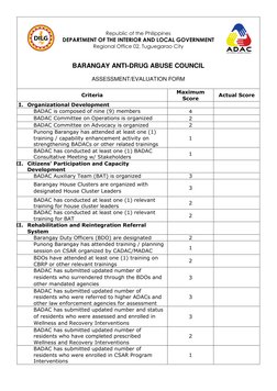 BADAC Assessment and Evaluation Form | PDF | Government | Public Sphere