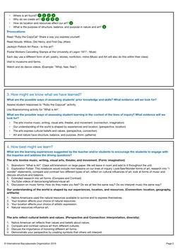 •
Where is art found? 1
2
3
4
•
Why do we create art? 1
2
3
4
•
How do location and resources affect our art? 3
•
What is the