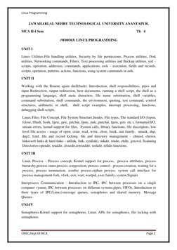 Linux Programming 
 
CREC,Dept.Of MCA 
Page 2 
 
JAWAHARLAL NEHRU TECHNOLOGICAL UNIVERSITY ANANTAPUR. 
MCA II-I Sem
