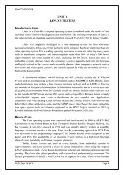 Linux Programming 
 
CREC,Dept.Of MCA 
Page 4 
 
UNIT-I 
 LINUX UTILITIES 
 
Introduction to Linux 
Linux is a Unix-like comp