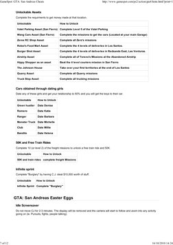 Unlockable Assets
Complete the requirments to get money made at that location.
Unlockable
How to Unlock
Valet Parking Asset (