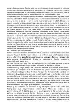 con él y Guiomar acepta. Sancho habla con su primo Juan, el moje benedictino, e intenta
convencerlo de que haga una boda en s