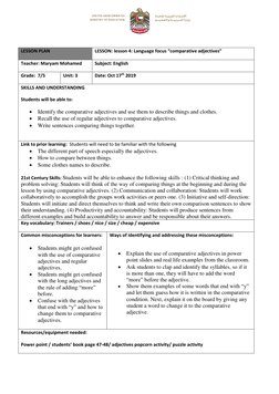Comparative Adjectives Lesson Plan | PDF | Adjective | Lesson Plan
