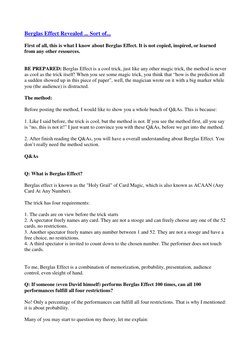 Understanding the Berglas Effect | PDF | Magic (Illusion) | Cognition