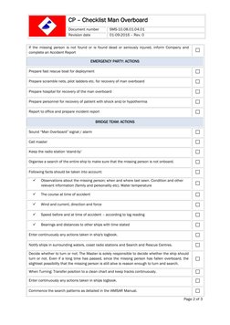 Man Overboard Procedure Checklist | PDF | Water Transport | Ships