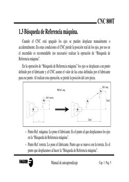 Manual de autoaprendizaje
Cap. 1  Pag. 5
CNC 800T
Cuando el CNC está apagado los ejes se pueden desplazar manualmente o
accid