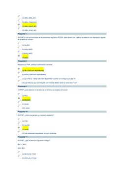 a) odbc_data_all() 
 b) odbc_response() 
 c) odbc_result_all() 
 d) odbc_show_all() 
Pregunta 7: 
En PHP y con las funciones