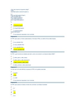 ¿Qué valor imprime el siguiente código? 
<?php 
class MyException extends Exception {} 
 
try { 
throw new MyException('Oops!