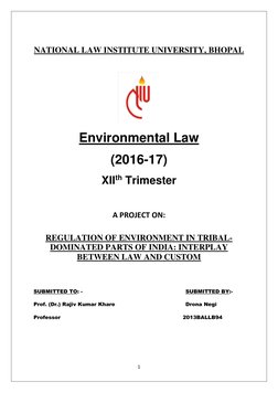 1 
 
NATIONAL LAW INSTITUTE UNIVERSITY, BHOPAL 
 
 
Environmental Law 
(2016-17) 
XIIth Trimester 
 
A PROJECT ON: 
REGULATIO
