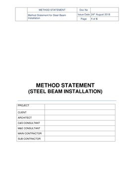 Steel Beam Installation Method Statement | PDF | Welding | Construction