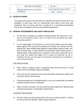Steel Beam Installation Method Statement | PDF | Welding | Construction