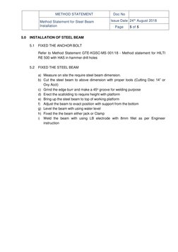 Steel Beam Installation Method Statement | PDF | Welding | Construction