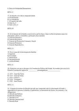 E. Pacto de Solidaridad Humanitaria
RPTA: C
17. El derecho a la vida es amparado desde:
A. El nacimiento
B. La concepción
C.