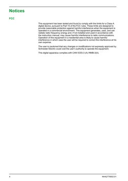 Notices
FCC
This equipment has been tested and found to comply with the limits for a Class A
digital device, pursuant to Part