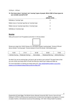 Horne Ostberg Morning Eveningness Questionnaire PDF Sleep Horne Ostberg Morning Eveningness Questionnaire PDF Sleep