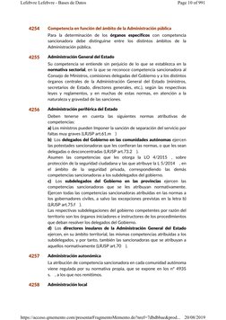 Competencia en función del ámbito de la Administración pública 
Para la determinación de los órganos específicos con competen