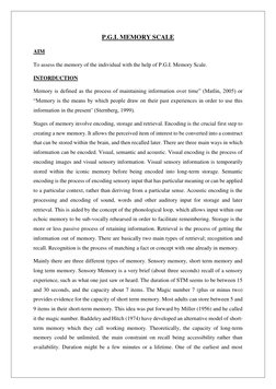 P.G.I. Memory Scale Overview | PDF | Recall (Memory) | Memory