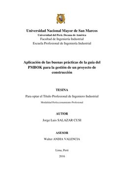 Universidad Nacional Mayor de San Marcos 
Universidad del Perú. Decana de América 
Facultad de Ingeniería Industrial 
Esc