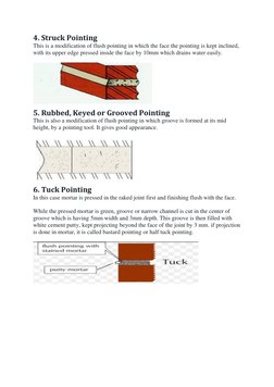 4. Struck Pointing 
This is a modification of flush pointing in which the face the pointing is kept inclined, 
with its upper
