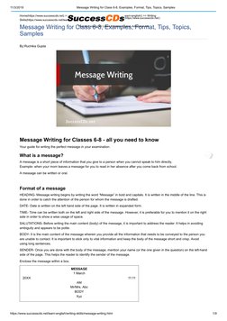 11/3/2019
Message Writing for Class 6-8, Examples, Format, Tips, Topics, Samples
https://www.successcds.net/learn-english/wri