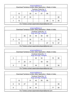 amazongiftstore.in
 Download Tambola number caller Application ( Made in India)
Tambola Ticket No: 9
Scan and Play Ta