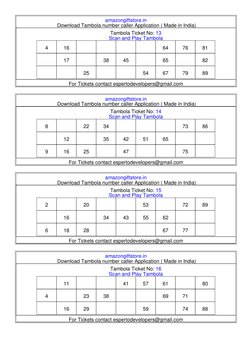 amazongiftstore.in
 Download Tambola number caller Application ( Made in India)
Tambola Ticket No: 13
Scan and Play T