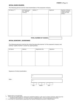 INITIAL SHARE HOLDERS 
The following persons are the initial shareholders of the proposed company
Full Name ***
NIC No/Passpo