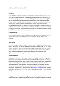 Anabolizantes 101 - Con Sustanon 250 
 
Descripción 
Sustanon 250 es una mezcla de testosterona inyectable a base de aceite q