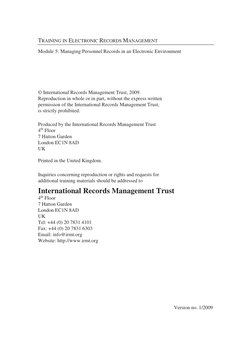 TRAINING IN ELECTRONIC RECORDS MANAGEMENT 
 
Module 5: Managing Personnel Records in an Electronic Environment 
 
 
 
 
 
© I
