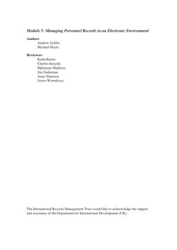 Module 5: Managing Personnel Records in an Electronic Environment 
Authors 
Andrew Griffin 
Michael Hoyle 
 
Reviewers 
Kei